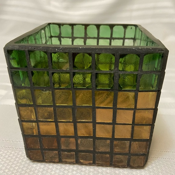 Leaded Stain Glass- Candle Holder - Very Pretty- EUC - Picture 2 of 6